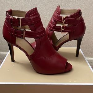 MICHAEL KORS BLAZE OPEN TOE BOOTIE LEATHER